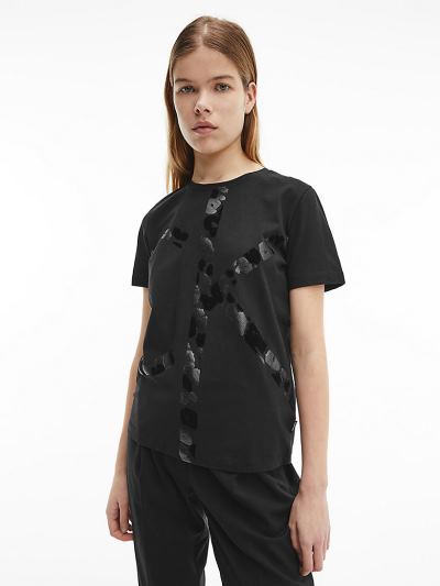 Calvin Klein Ruhák HU987369 | Calvin Klein Organic Cotton Logo Női Póló Fekete